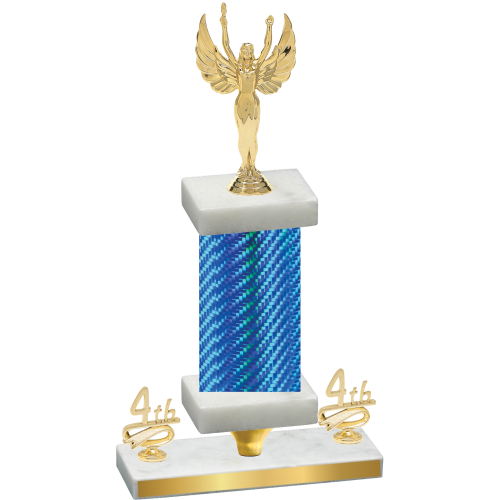 Premium Single Blue Carbon Fiber Fourth Place Victory Trophy