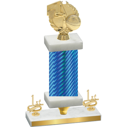 Premium Single Blue Carbon Fiber First Place Basketball Trophy