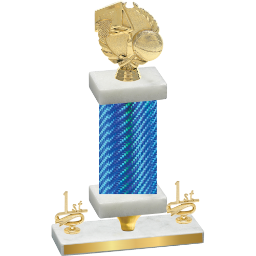 Premium Single Blue Carbon Fiber First Place Basketball Trophy