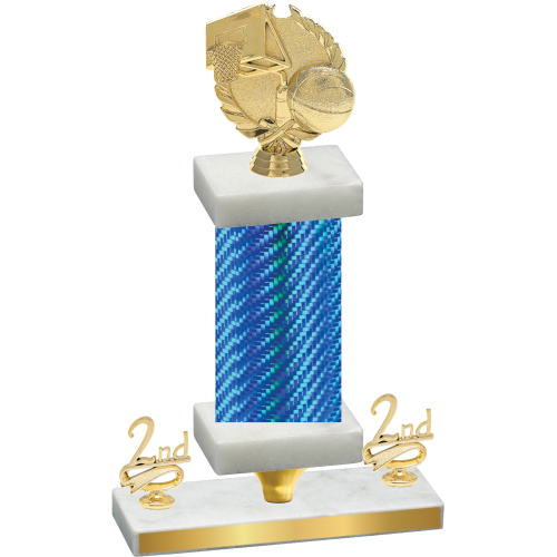 Premium Single Blue Carbon Fiber Second Place Basketball Trophy