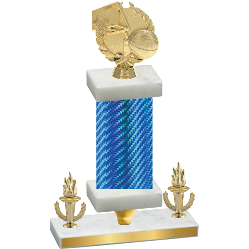 Premium Single Blue Carbon Fiber Victory Basketball Trophy