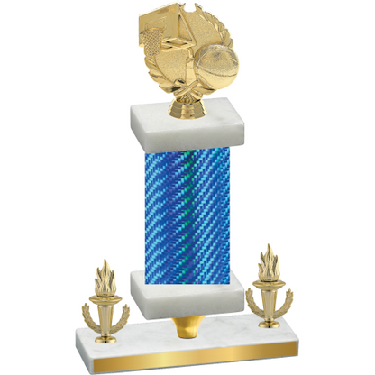 Premium Single Blue Carbon Fiber Victory Basketball Trophy