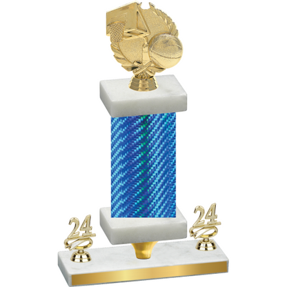 Premium Single Blue Carbon Fiber Year Basketball Trophy
