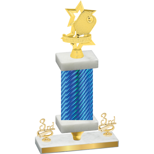 Premium Single Blue Carbon Fiber Third Place Pickleball Trophy