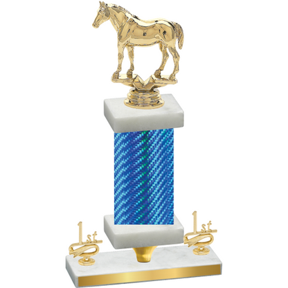 Premium Single Blue Carbon Fiber First Place Horses Trophy