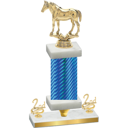 Premium Single Blue Carbon Fiber Second Place Horses Trophy