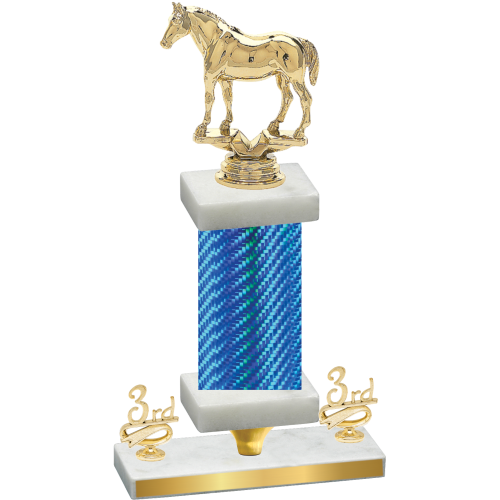 Premium Single Blue Carbon Fiber Third Place Horses Trophy