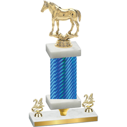 Premium Single Blue Carbon Fiber Year Horses Trophy