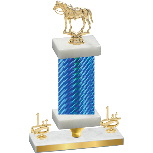 Premium Single Blue Carbon Fiber First Place Horses Trophy