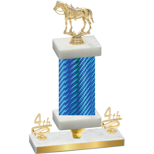 Premium Single Blue Carbon Fiber Fourth Place Horses Trophy