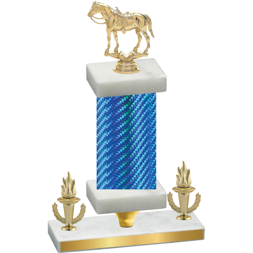 Premium Single Blue Carbon Fiber Victory Horses Trophy