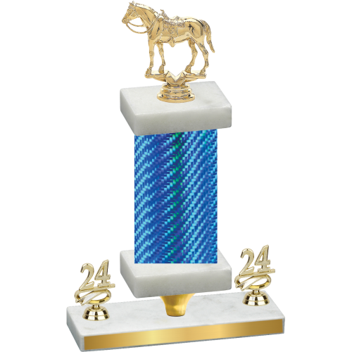 Premium Single Blue Carbon Fiber Year Horses Trophy