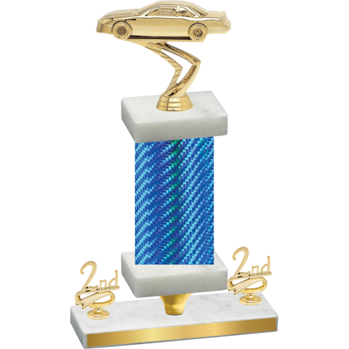 Premium Single Blue Carbon Fiber Second Place Cars Trophy