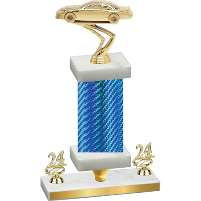Premium Single Blue Carbon Fiber Year Cars Trophy