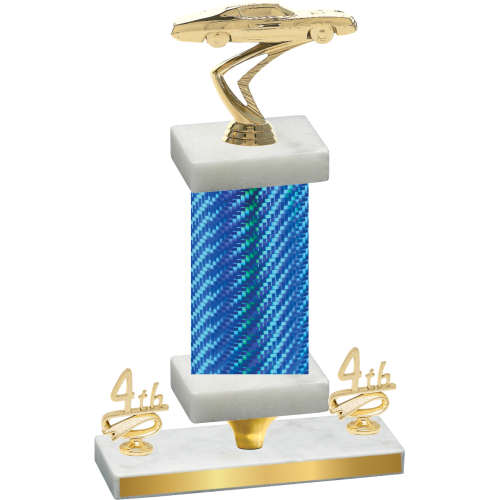 Premium Single Blue Carbon Fiber Fourth Place Cars Trophy