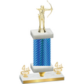 Premium Single Blue Carbon Fiber Fourth Place Archery Trophy