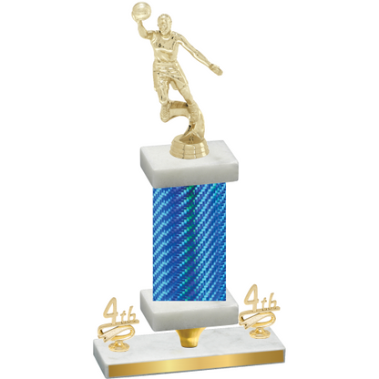 Premium Single Blue Carbon Fiber Fourth Place Basketball Trophy