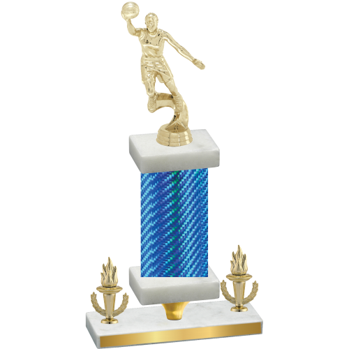 Premium Single Blue Carbon Fiber Victory Basketball Trophy