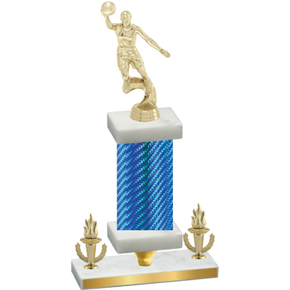 Premium Single Blue Carbon Fiber Victory Basketball Trophy