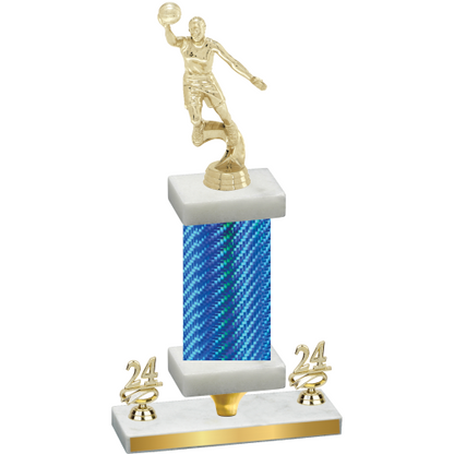 Premium Single Blue Carbon Fiber Year Basketball Trophy