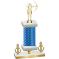 Premium Single Blue Carbon Fiber Victory Archery Trophy