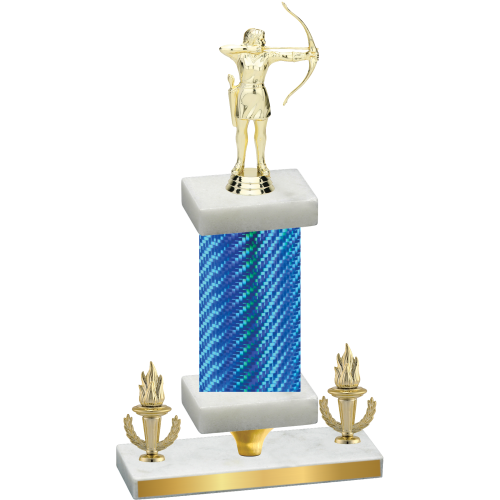 Premium Single Blue Carbon Fiber Victory Archery Trophy