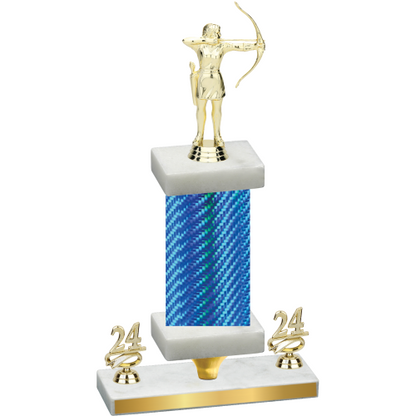 Premium Single Blue Carbon Fiber Year Archery Trophy
