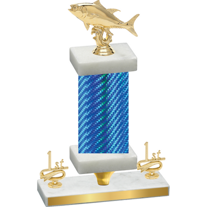 Premium Single Blue Carbon Fiber First Place Fishing Trophy