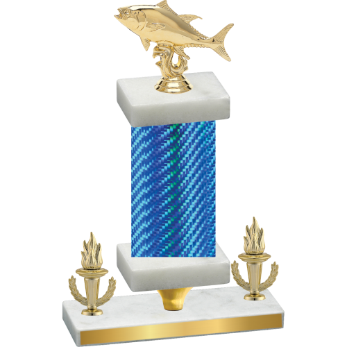 Premium Single Blue Carbon Fiber Victory Fishing Trophy