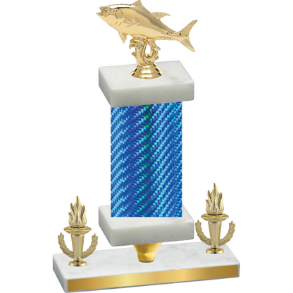 Premium Single Blue Carbon Fiber Victory Fishing Trophy