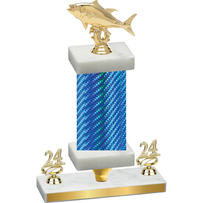 Premium Single Blue Carbon Fiber Year Fishing Trophy