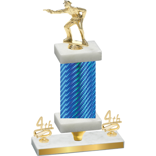 Premium Single Blue Carbon Fiber Fourth Place Shooter Trophy