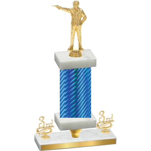 Premium Single Blue Carbon Fiber Third Place Shooter Trophy