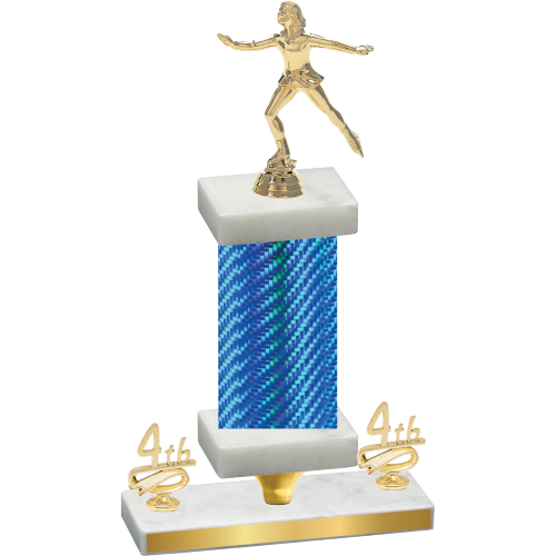 Premium Single Blue Carbon Fiber Fourth Place Skater Trophy