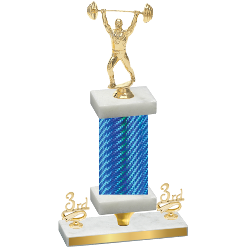 Premium Single Blue Carbon Fiber Third Place Weights Trophy