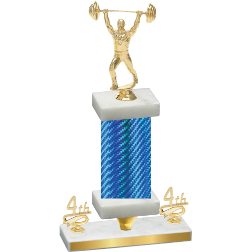 Premium Single Blue Carbon Fiber Fourth Place Weights Trophy