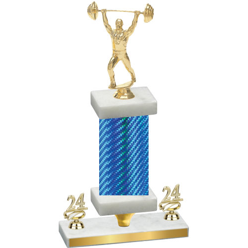 Premium Single Blue Carbon Fiber Year Weights Trophy