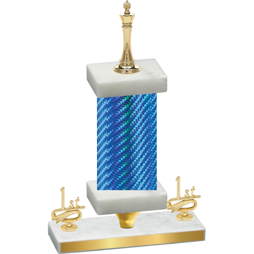 Premium Single Blue Carbon Fiber First Place Chess Trophy