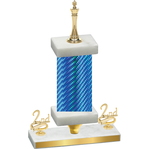 Premium Single Blue Carbon Fiber Second Place Chess Trophy