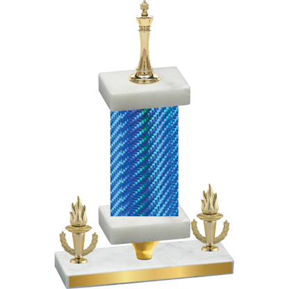 Premium Single Blue Carbon Fiber Victory Chess Trophy