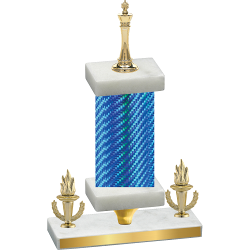Premium Single Blue Carbon Fiber Victory Chess Trophy