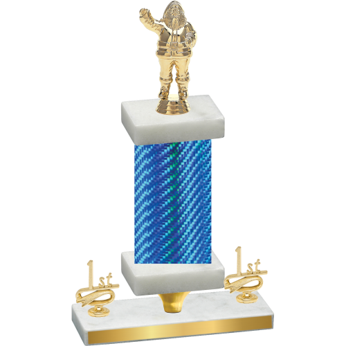 Premium Single Blue Carbon Fiber First Place Holiday Trophy
