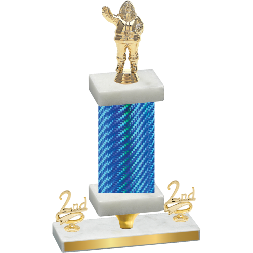 Premium Single Blue Carbon Fiber Second Place Holiday Trophy