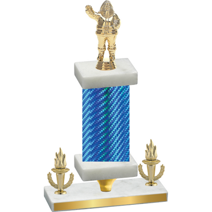 Premium Single Blue Carbon Fiber Victory Holiday Trophy