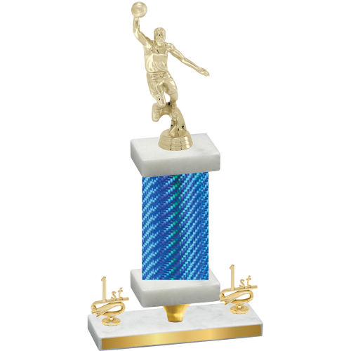 Premium Single Blue Carbon Fiber First Place Basketball Trophy