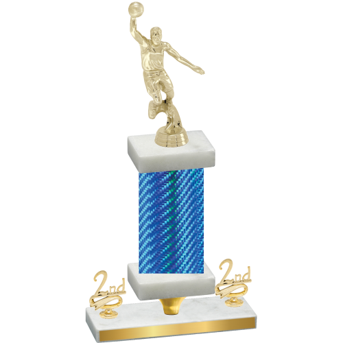 Premium Single Blue Carbon Fiber Second Place Basketball Trophy