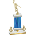Premium Single Blue Carbon Fiber Victory Basketball Trophy