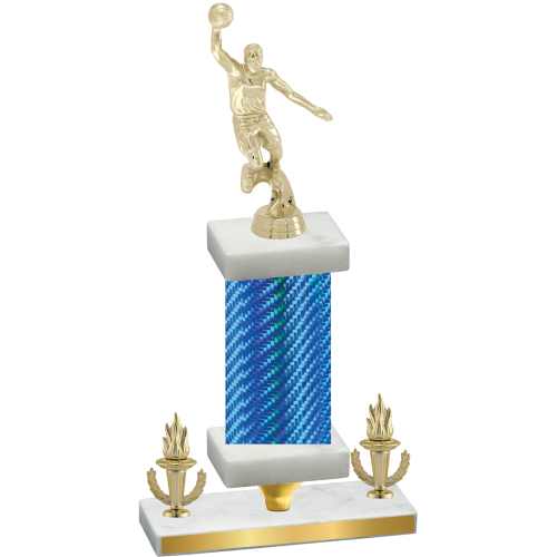 Premium Single Blue Carbon Fiber Victory Basketball Trophy