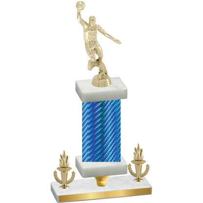 Premium Single Blue Carbon Fiber Victory Basketball Trophy