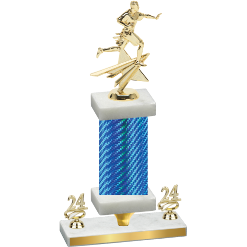 Premium Single Blue Carbon Fiber Year Flag Football Trophy